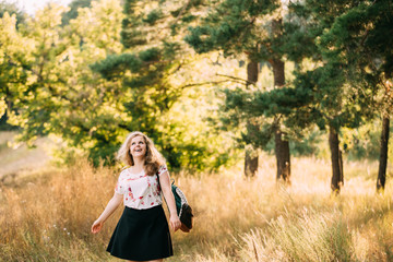 Young Pretty Plus Size Caucasian Happy Smiling Laughing Girl Wom