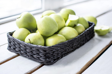 apples in a wicker basket