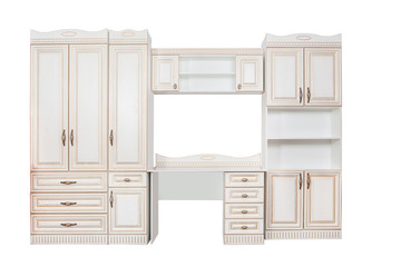 Furniture. Wooden cupboard on a white