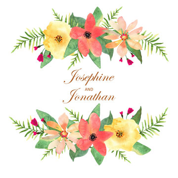 Floral greeting card, invitation, banner. Frame for your text wi