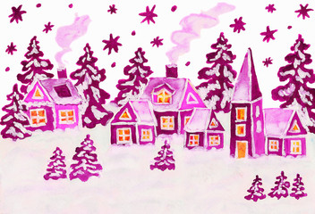 Christmas picture in pink colours