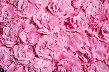 background with paper flowers pink