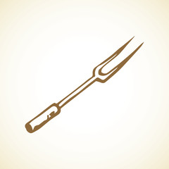 Fork for a barbecue. Vector drawing