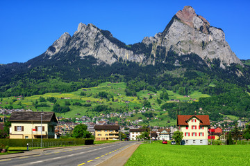 Fototapeta na wymiar Swiss mountain landscape by Schwyz, Switzerland