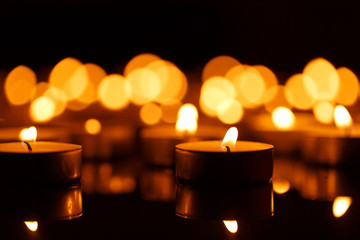 Burning candles with shallow depth of field