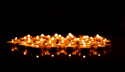 Burning candles with shallow depth of field