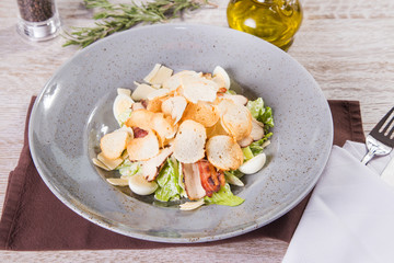 salad with ham and cracker