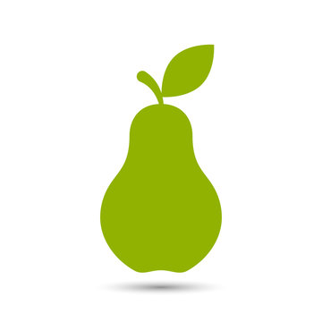 Pear icon vector, green flat fruit illustration.