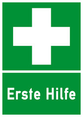 Obraz premium nrs3 NewRescueSign nrs - ks144 Kombi-Schild - Erste Hilfe - Rettungszeichen grün - DIN A1 A2 A3 A4 Poster XXL - g4774
