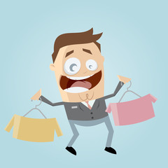 clipart of a shop assistant selling shirts