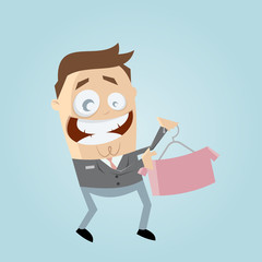 clipart of a shop assistant selling shirt