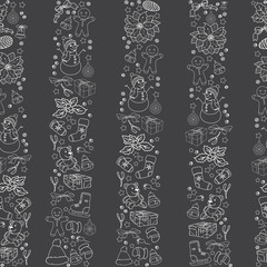 Vector Christmas seamless pattern with Xmas symbols.