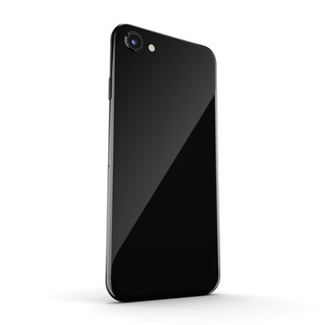 3D rendering black glossy smart phone with black screen
