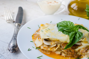 Close-up of a traditional lasagna