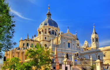 Naklejka premium View of the Almudena Cathedral in Madrid, Spain