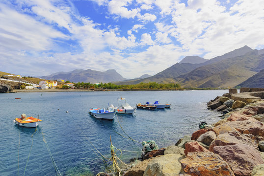 View of the port and beach of the Village of San Nicolas in Gran