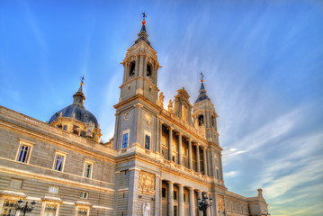 Naklejka premium View of the Almudena Cathedral in Madrid, Spain