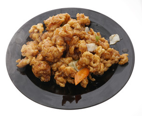 Chinese food. Chichen in soya sauce and vegetables