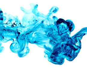 blue jetstream ink in water on a white background