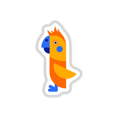 Vector illustration in paper sticker style parrot Cockatoo