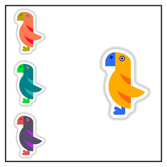 Collection of Vector illustration in paper sticker style parrot