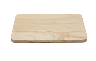 Empty top of wooden shelf isolated on white background. For prod