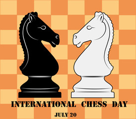 International chess day, july 20, horse figure