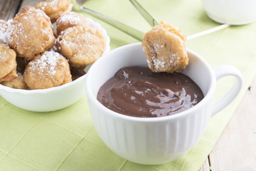 Chocolate dumpling with donuts
