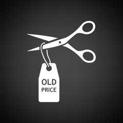 Scissors cut old price tag icon