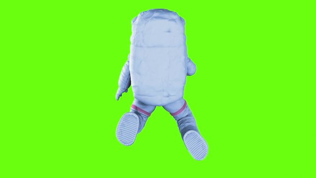 Spinning Astronaut. seamless looping 3d animation on a green screen, black and stars backgrounds, full HD 1080