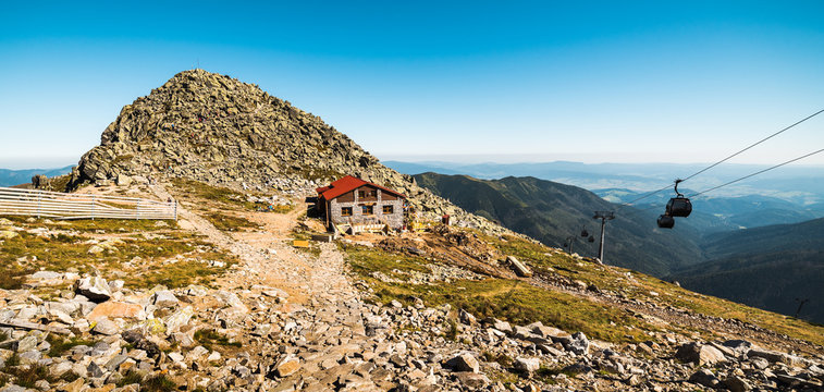 Mount Chopok in Low Tatras National Park with Mountain Hut and Cableway