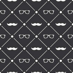 Seamless pattern background with moustache and glasses