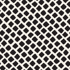 Vector Seamless Black and White Hand Drawn Diagonal Rectangles Pattern