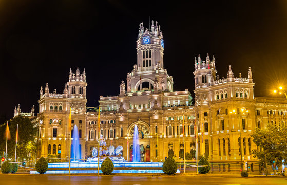 The Cybele Palace, formerly the Palace of Communication in Madrid, Spain. Currently the seat of the City Council.