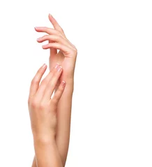 Crédence de cuisine en verre imprimé ManIcure Beautiful woman hands. Spa and manicure concept. Female hands with french manicure