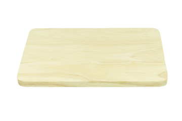 Empty top of wooden shelf isolated on white background. For prod