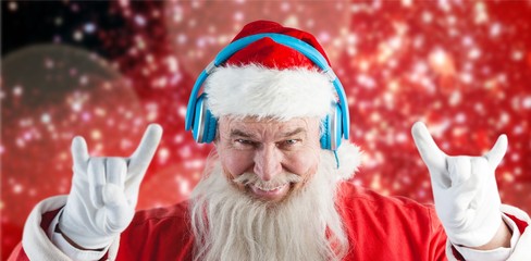 Composite image of portrait of santa claus gesturing