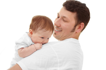 Father with baby at home