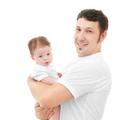 Father with baby at home