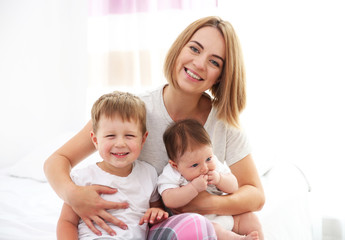 Mother with kids at home