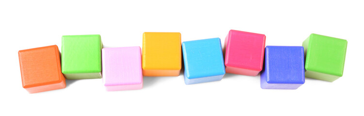 Empty colorful cubes on white background