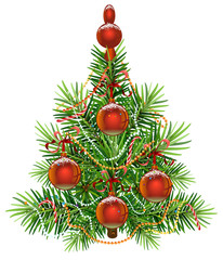 Decorated green Christmas fir tree