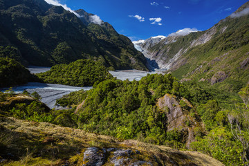 Fototapeta na wymiar Franz Josef Glacier Basin, Westland, New Zealand
