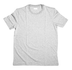 Blank light grey t-shirt on white background