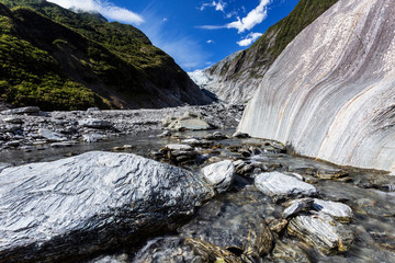 Glacial Valley Stream (glacier in the background) - Franz Josef Glacier, Westland, New Zealand