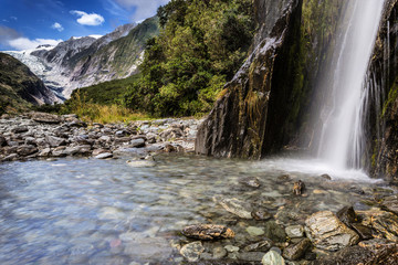 Waterfall in Franz Josef Glacier Valley