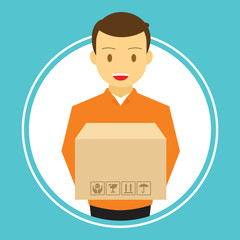 man courier delivery service carry box