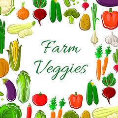 Farm vegetable poster with veggies frame border