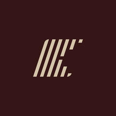 Isolated geometric white color alphabet letter k. Monogram symbol on the dark background. Unusual typography element. Vector illustration.