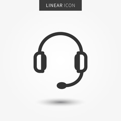 Earphones icon vector illustration. Isolated operator symbol. Headphone line concept. Headset graphic design. Customer service outline symbol for app.